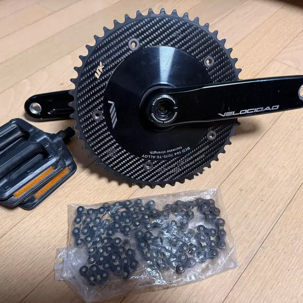 [BUNJANG] Velocidad V2 Disc Crankset with Unknown Carbon Chainring / 벨로시닷 디스크 크랭크, 언노운 카본 체인링