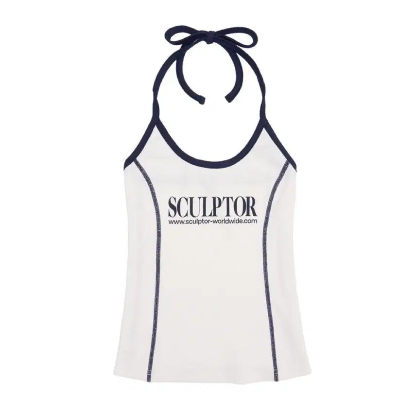 [BUNJANG] Sculptor White Logo Halterneck Tank Top / [새상품] 스컬프터 화이트 로고 홀터넥 나시 탑