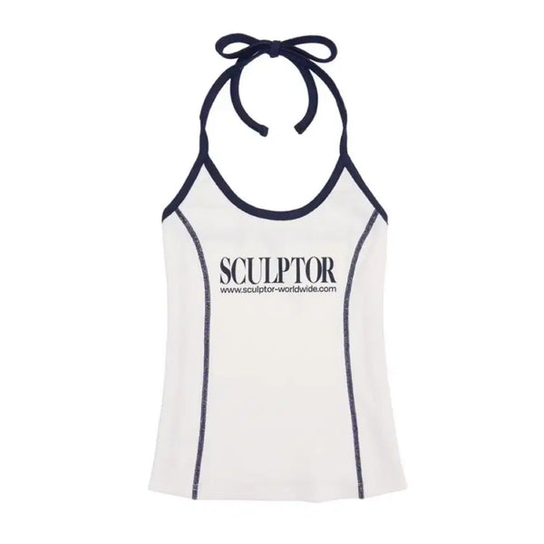 [BUNJANG] Sculptor White Logo Halterneck Tank Top / [새상품] 스컬프터 화이트 로고 홀터넥 나시 탑