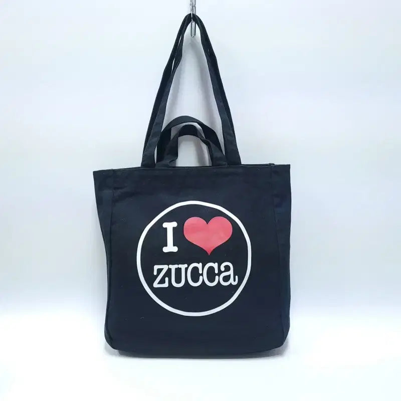 [BUNJANG] ZUCCA "I ♡ ZUCCA" Black Two-Way Tote Eco Bag Shoulder Bag / ZUCCA 주카 아이러브주카 블랙 투웨이 토트 에코백 숄더백 B870