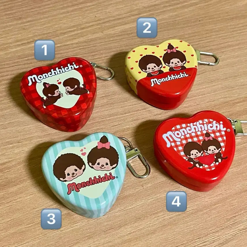 [BUNJANG] Monchhichi Dubai Heart Choco Tin Case Keychain / 몬치치 두바이 하트초코틴케이스 키링
