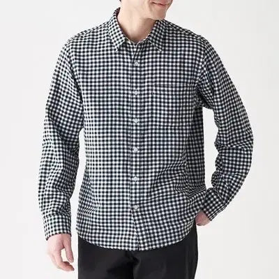 [BUNJANG] Muji Gingham Check Cotton Shirt Black L / 무인양품 Muji 깅엄 체크 셔츠 블랙 L (100)