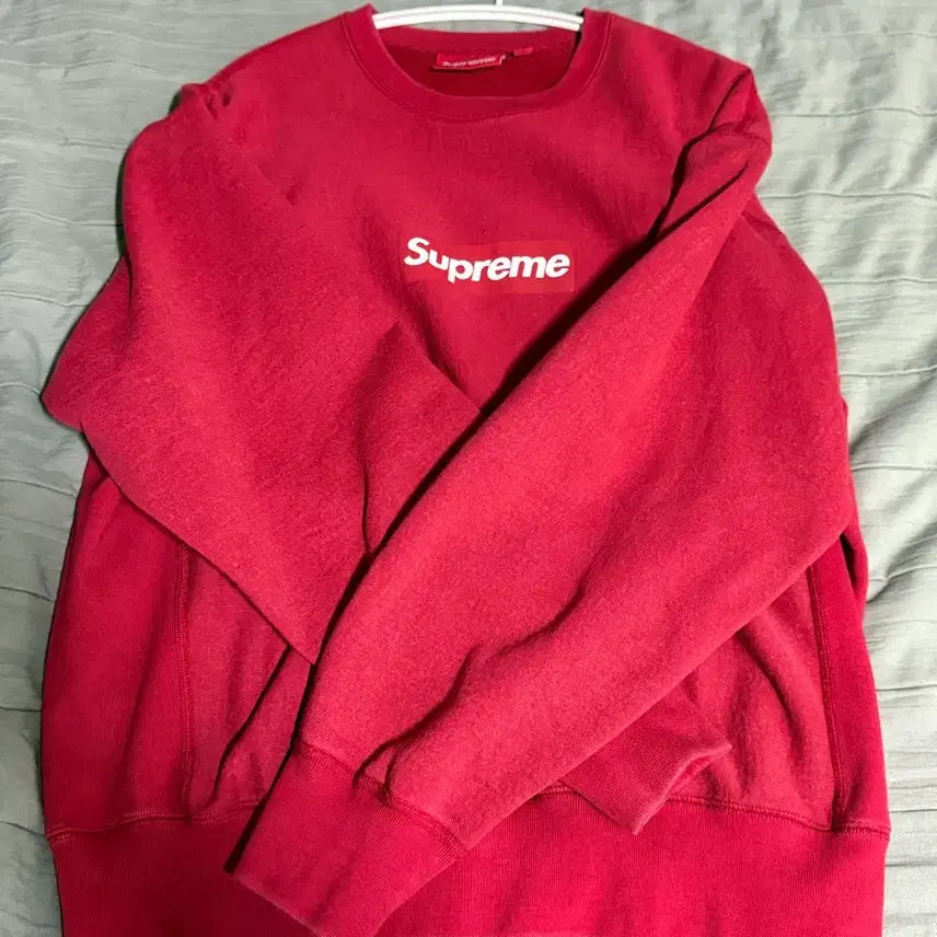 [BUNJANG] Supreme Washed Box Logo Red Sweatshirt / 슈프림 워시드 박스로고 레드 맨투맨