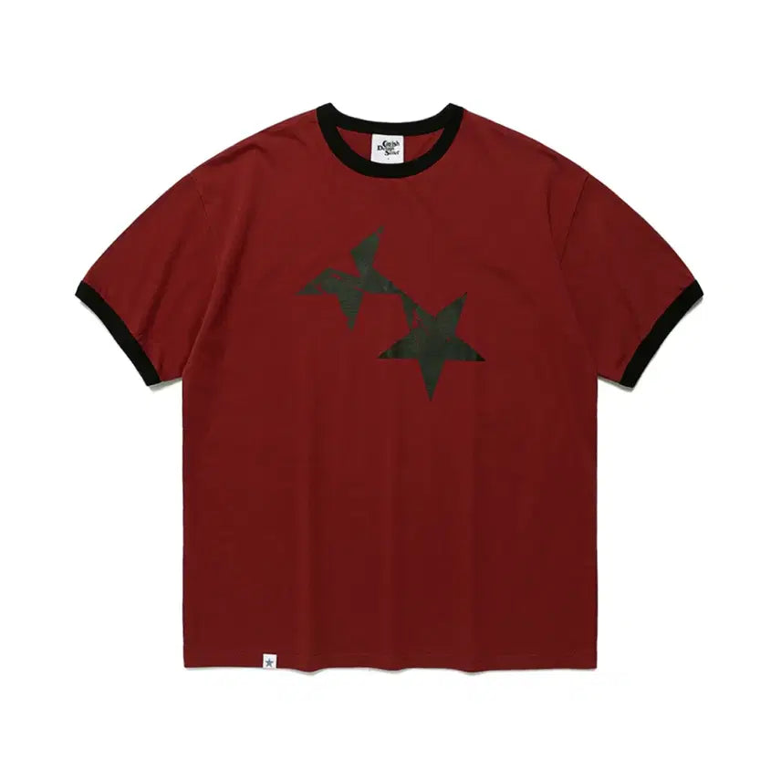 [BUNJANG] Kabisi Twin Star Ringer SS Tee Burgundy / 카비시 TWIN STAR RINGER SS TEE 버건디
