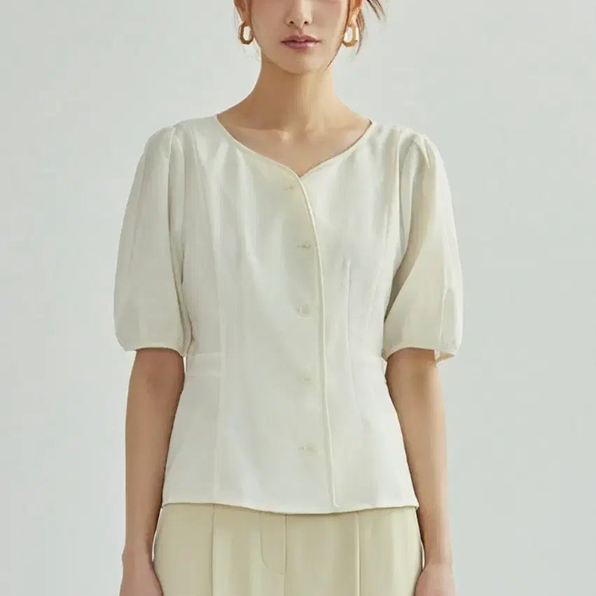 [BUNJANG] Clavis Wrap Blouse - Size S (55) / 새상품) 클라비스 클로비스 랩형 블라우스 S 55 / 출근룩