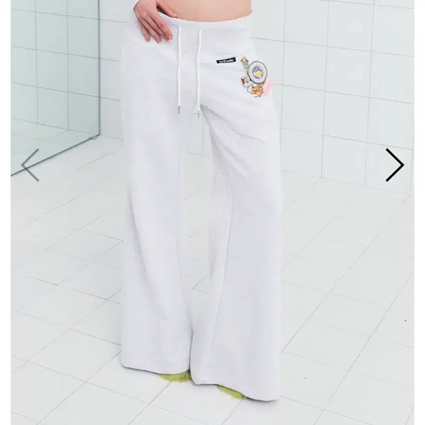 [BUNJANG] As If Calli Heart Pants White Melange Grey / 애즈이프캘리 캘리하트 팬츠 화이트멜란지그레이 free