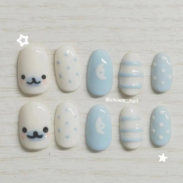 [BUNJANG] Custom Mamegoma Dot Handmade Nail Tips / 주문제작 마메고마 도트 수제 네일팁