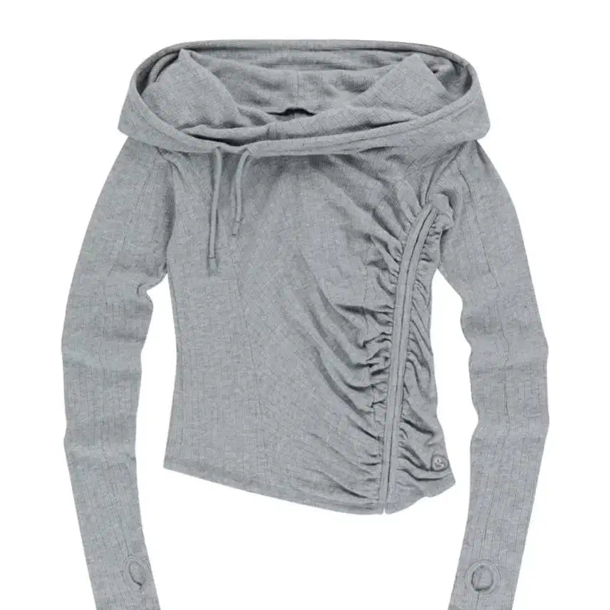 [BUNJANG] COYSEIO Shirring Hook Hoodie Melange Grey / 코이세이오 coyseio 셔링 훅 후디 멜란지 그레이