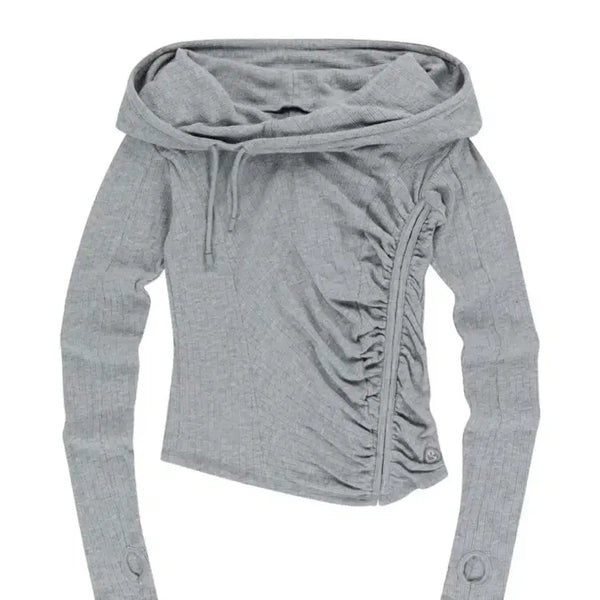[BUNJANG] COYSEIO Shirring Hook Hoodie Melange Grey / 코이세이오 coyseio 셔링 훅 후디 멜란지 그레이