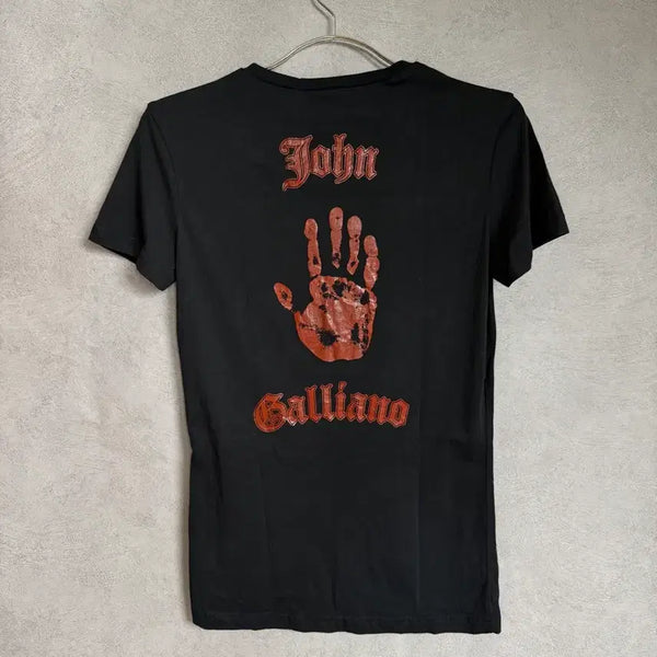 [BUNJANG] John Galliano Handprint V-Neck T-Shirt Black L / John Galliano Handprint V-Neck T-Shirt