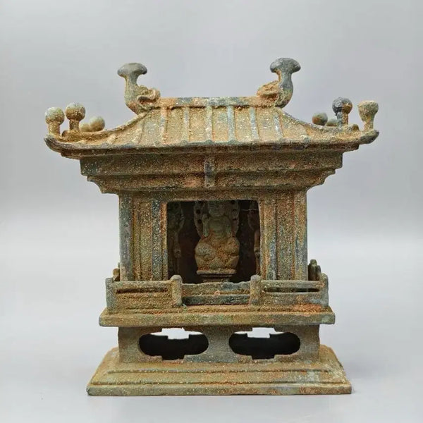 [BUNJANG] Excavated Bronze Triad Buddha Shrine Chinese Antique Buddhist Art / 출토품 청동 삼존불 불상 불감 중국골동품 고미술품 수집품 불교