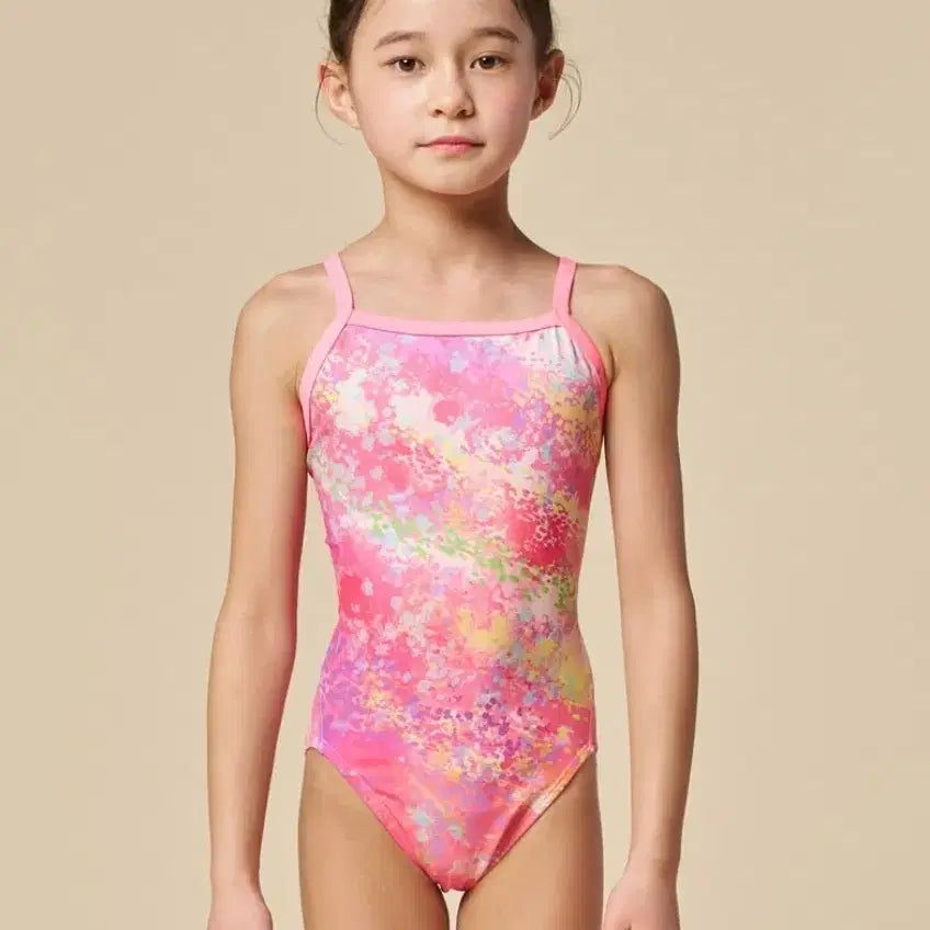 [BUNJANG] Roly Poly Kids Swimsuit Pink Painting Pattern / 아동 랠리 수영복 핑크 페인팅 패턴