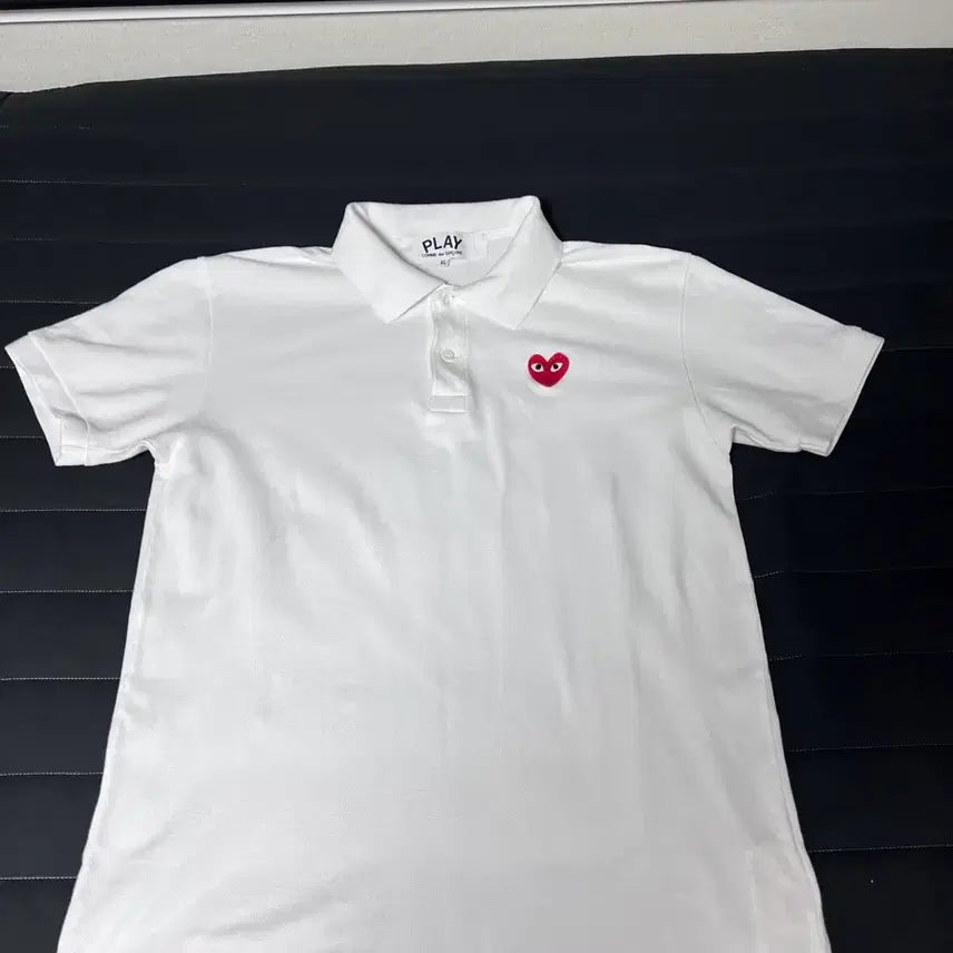 [BUNJANG] Comme des Garçons PLAY White Half Sleeve Polo T-Shirt / 꼼데가르송 플레이 반팔 카라티 화이트
