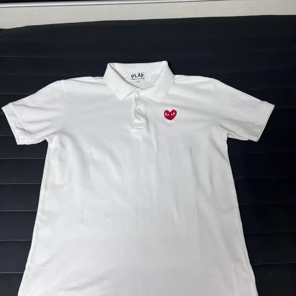 [BUNJANG] Comme des Garçons PLAY White Half Sleeve Polo T-Shirt / 꼼데가르송 플레이 반팔 카라티 화이트