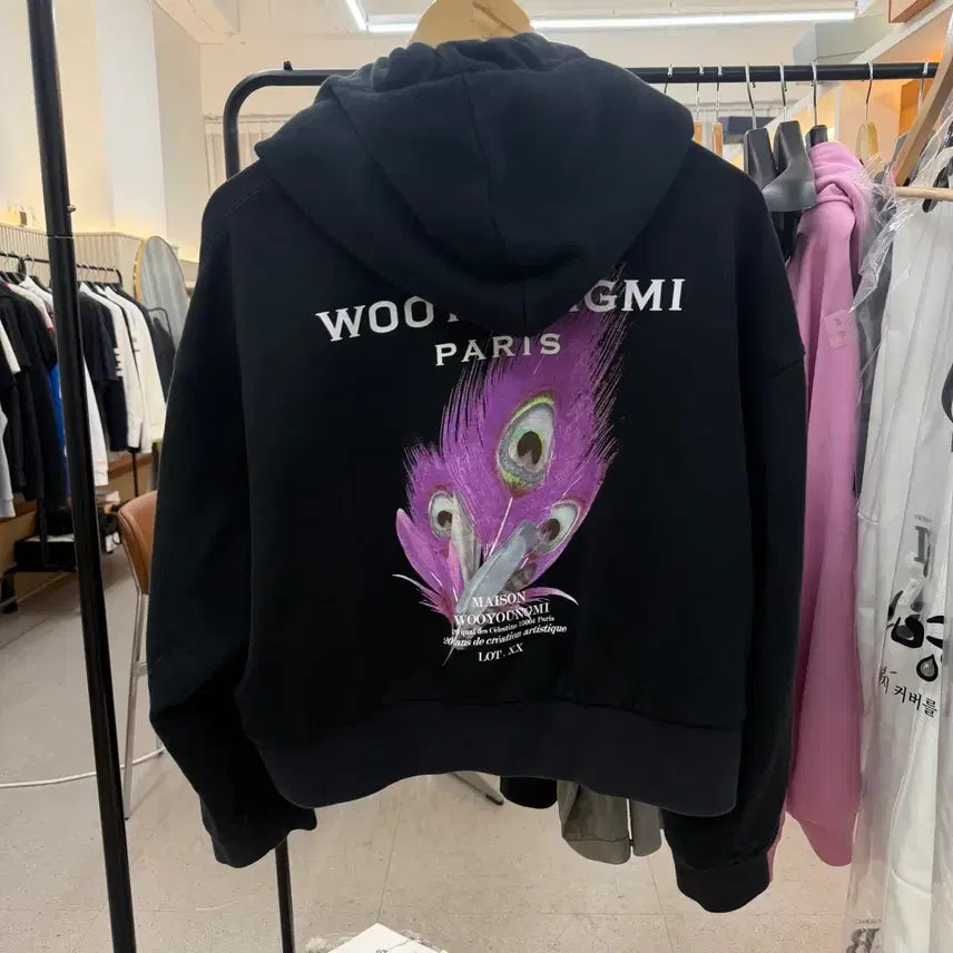 [BUNJANG] Wooyoungmi Feather Print Hoodie / 우영미 깃털 여성 후드티