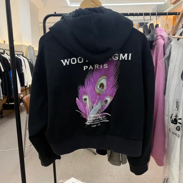 [BUNJANG] Wooyoungmi Feather Print Hoodie / 우영미 깃털 여성 후드티
