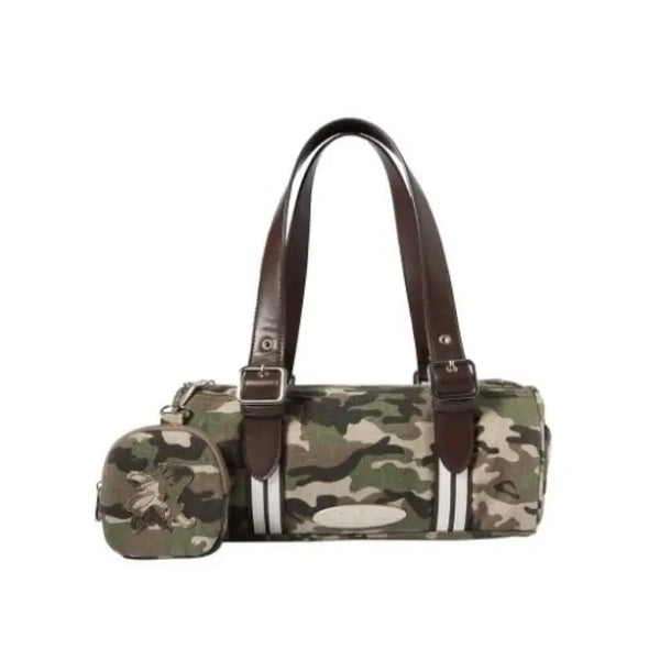 [BUNJANG] NYXX Camouflage Mini Pouch Cylinder Shoulder Bag / 새상품 nyxx 엔와이엑스엑스 카모플라쥬 가방+폼폼파우치 무신사 원통형 숄더백 판매