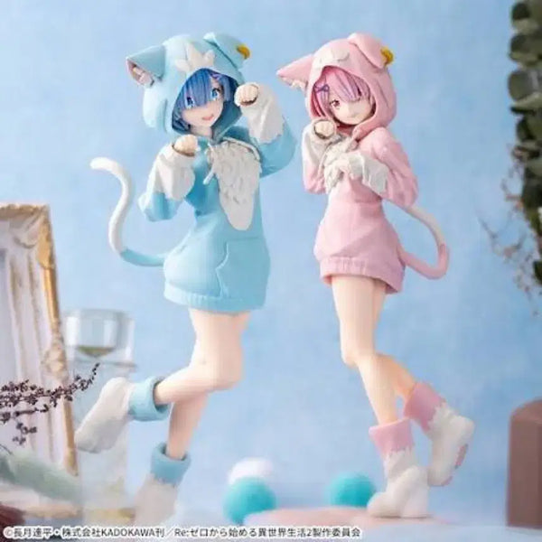 [BUNJANG] Re:Zero Ram Rem Fluffy Hoodie Figure Bundle Set / [일괄 2.5] 리제로 렘 람 모후모후 후드 피규어