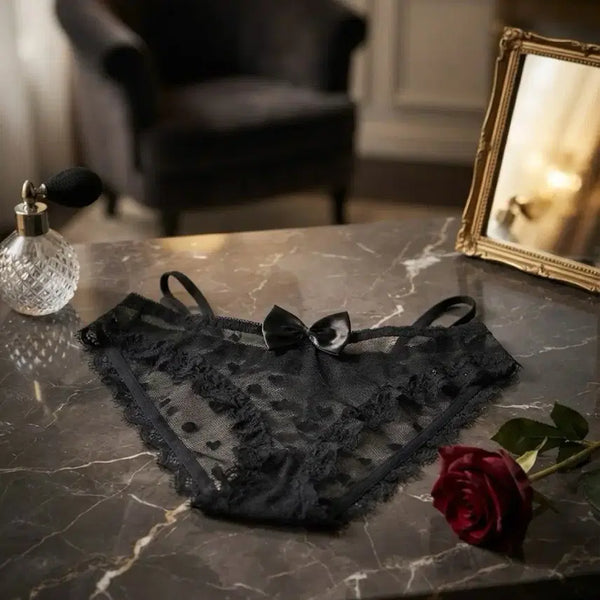 [BUNJANG] Black Lace Belt Panty / +착샷 블랙 레이스 벨트 팬티 중고