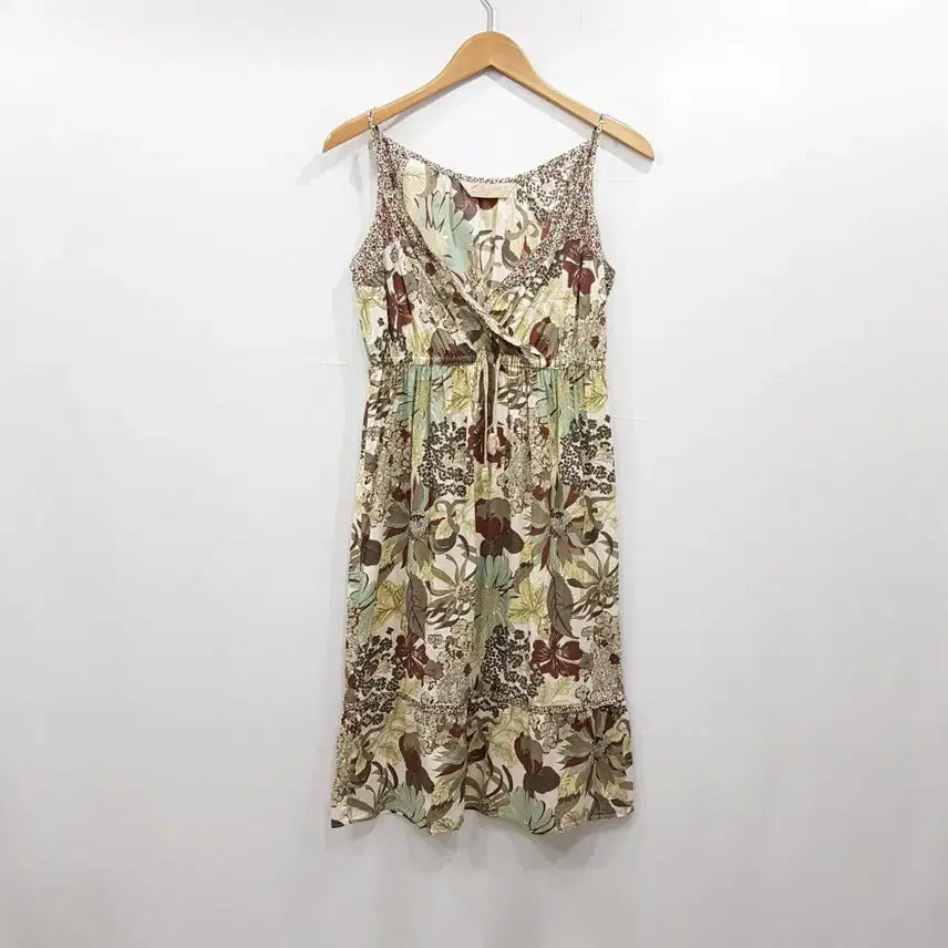 [BUNJANG] Vintage Floral V-Neck Sleeveless Maxi Dress - Women's M-L / R752 JPN 빈티지 브이넥 꽃 패턴 휴양지룩 나시 롱 원피스 여M-L