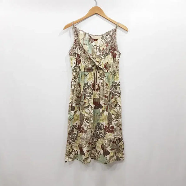 [BUNJANG] Vintage Floral V-Neck Sleeveless Maxi Dress - Women's M-L / R752 JPN 빈티지 브이넥 꽃 패턴 휴양지룩 나시 롱 원피스 여M-L