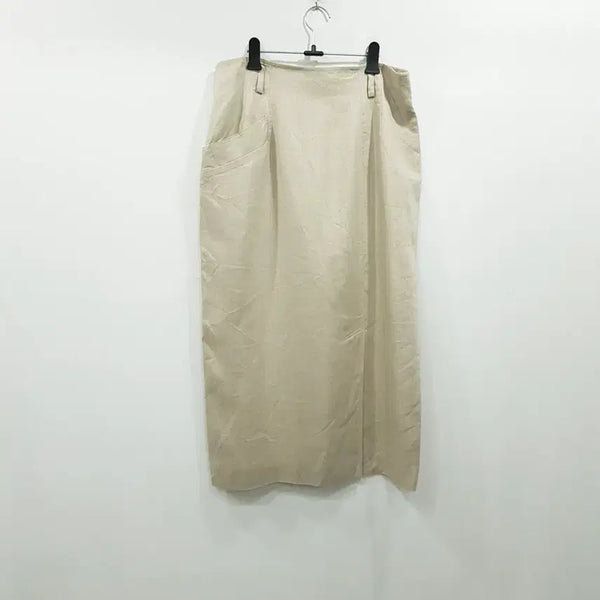 [BUNJANG] Vintage Linen High-Waist Front Slit Long Skirt Women's L / R755 JPN 빈티지 하이웨스트 앞트임 오피스룩 하객룩 린넨 마 롱 스커트 여L