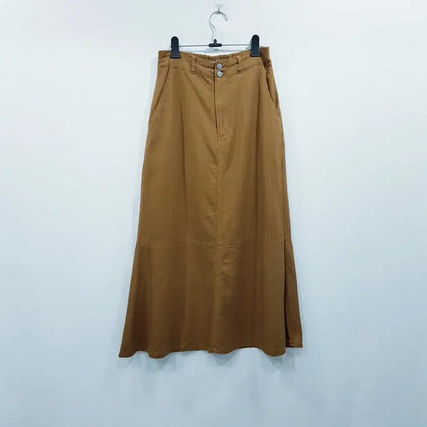 [BUNJANG] Vintage Camel Linen Blend Flare Long Skirt Women's M / R756 빈티지 카멜 플레어 린넨 마 롱 스커트 여M