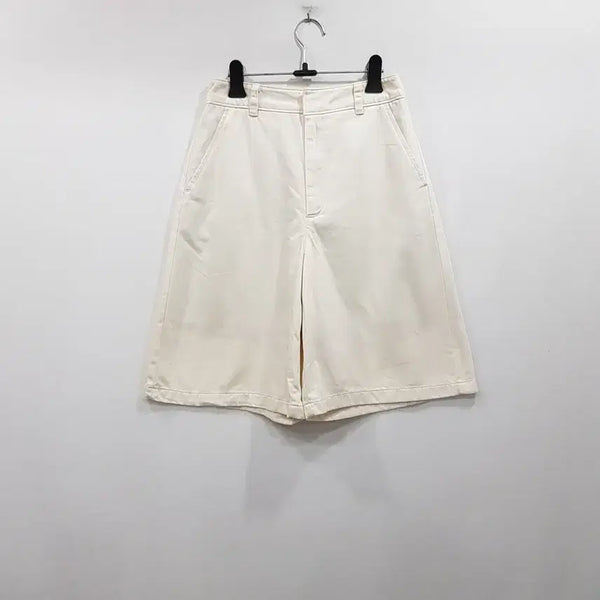 [BUNJANG] Uniqlo Cotton 5-Part Wide Shorts Women's S / R759 유니클로 아이보리 코튼 면 5부 와이드 반바지 여S