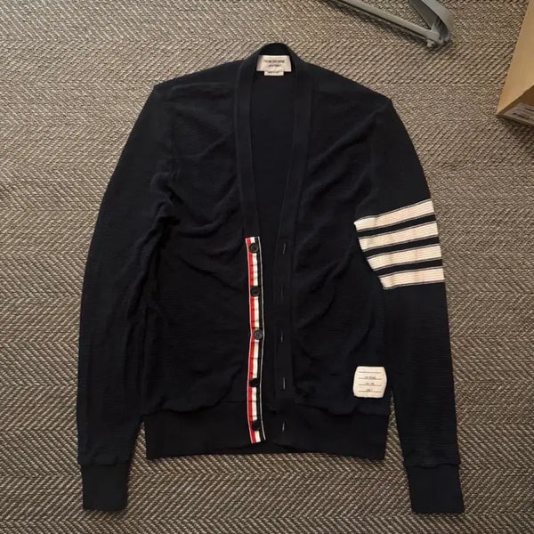 [BUNJANG] Thom Browne 22SS RWB Stripe Cotton Cardigan / 톰브라운 22ss 라셀스티치 사선 코튼 가디건