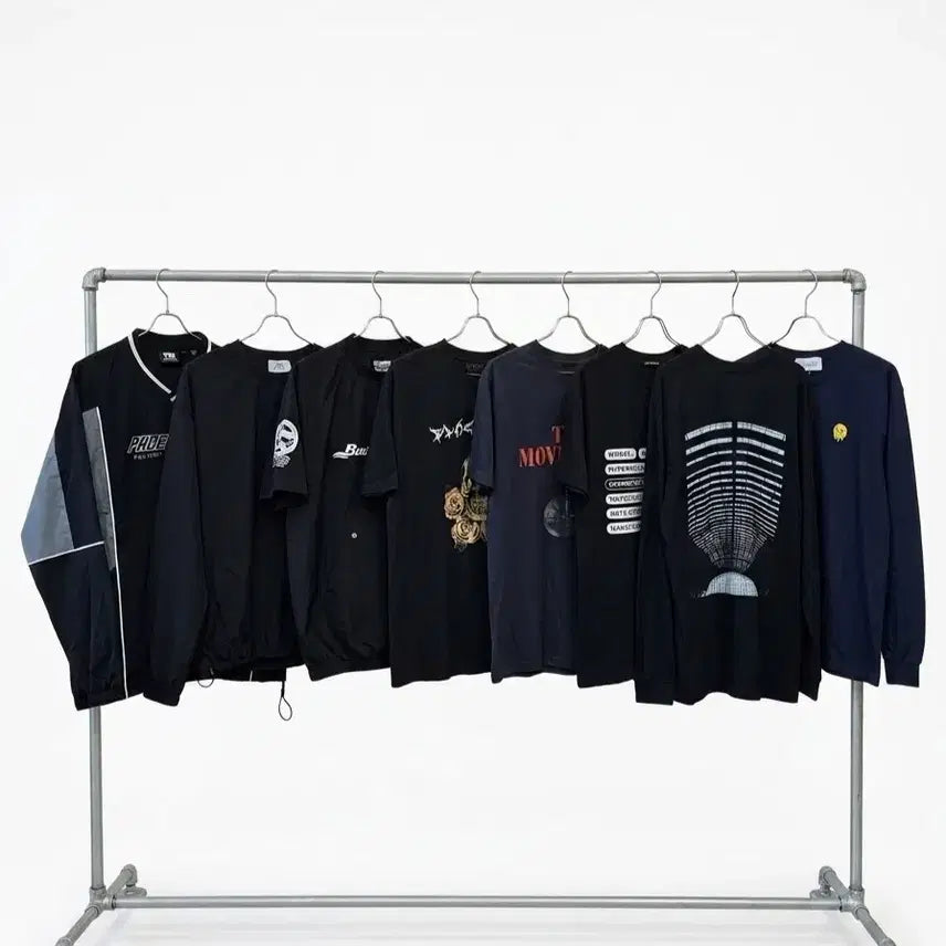 [BUNJANG] Black Short Sleeve T-Shirt / 검정 반팔티 맨투맨 롱슬리브