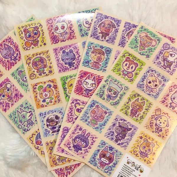 [BUNJANG] Animal Crossing Crayon Style Stickers / 끄적끄적 크레파스느낌의 모동숲 스티커