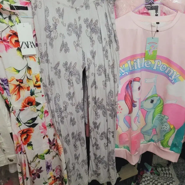 [BUNJANG] Imported Grey Floral Patterned Training Jogger Pants / 수입 그레이 플로랄