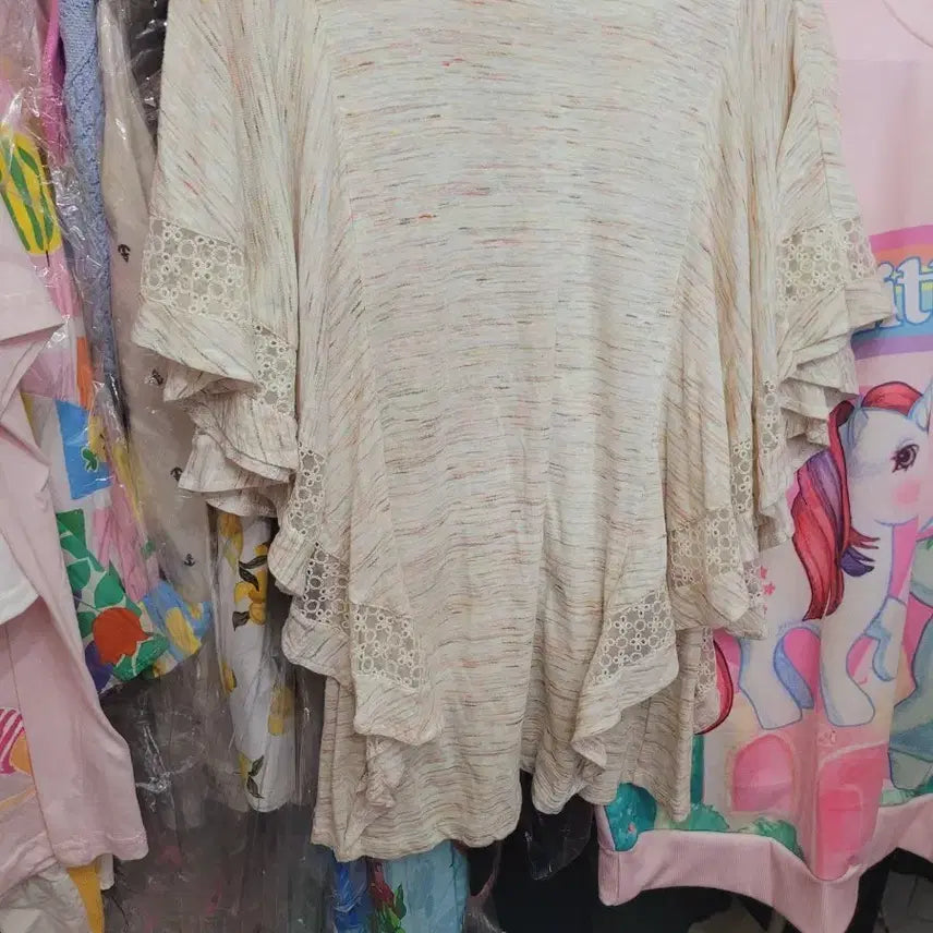 [BUNJANG] Women's Summer Chiffon Blouse with Lace Decoration (Imported) / 여성 여름 블라우스 쉬폰 레이스 장식 수입