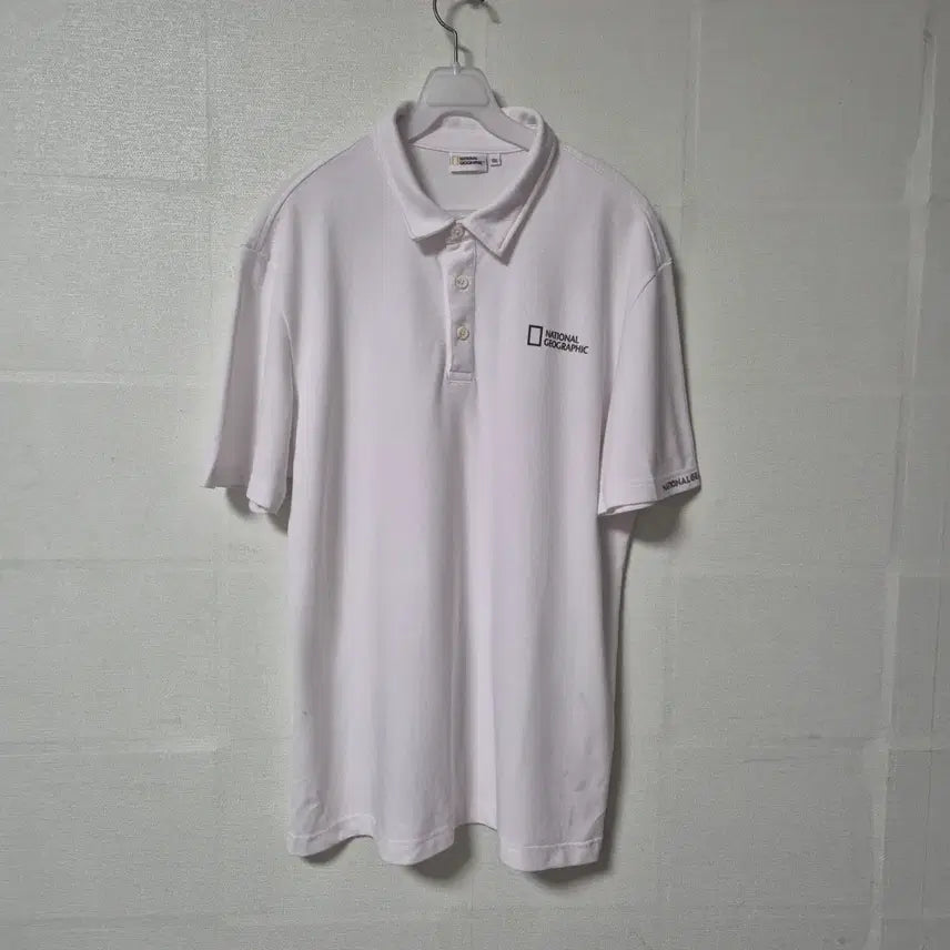 [BUNJANG] National Geographic Short Sleeve Polo Shirt - White / 내셔널지오그래픽 반팔 카라티 화이트
