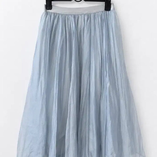 [BUNJANG] Vintage Ash Blue Chiffon Long Skirt / 빈티지 애쉬블루 하늘색 쉬폰 롱 스커트