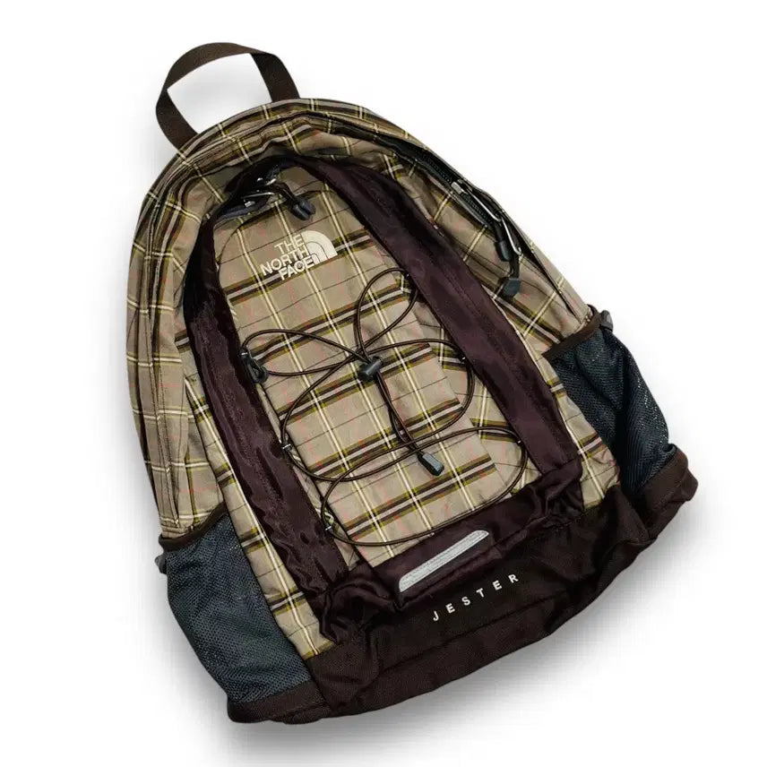 [BUNJANG] The North Face Brown Check Jester Vintage Backpack / 노스페이스 브라운 체크 제스터 빈티지 백팩