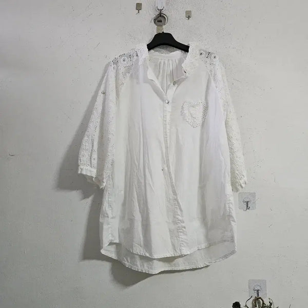 [BUNJANG] White Lace Blouse Shirt / 흰색 레이스 블라우스 셔츠