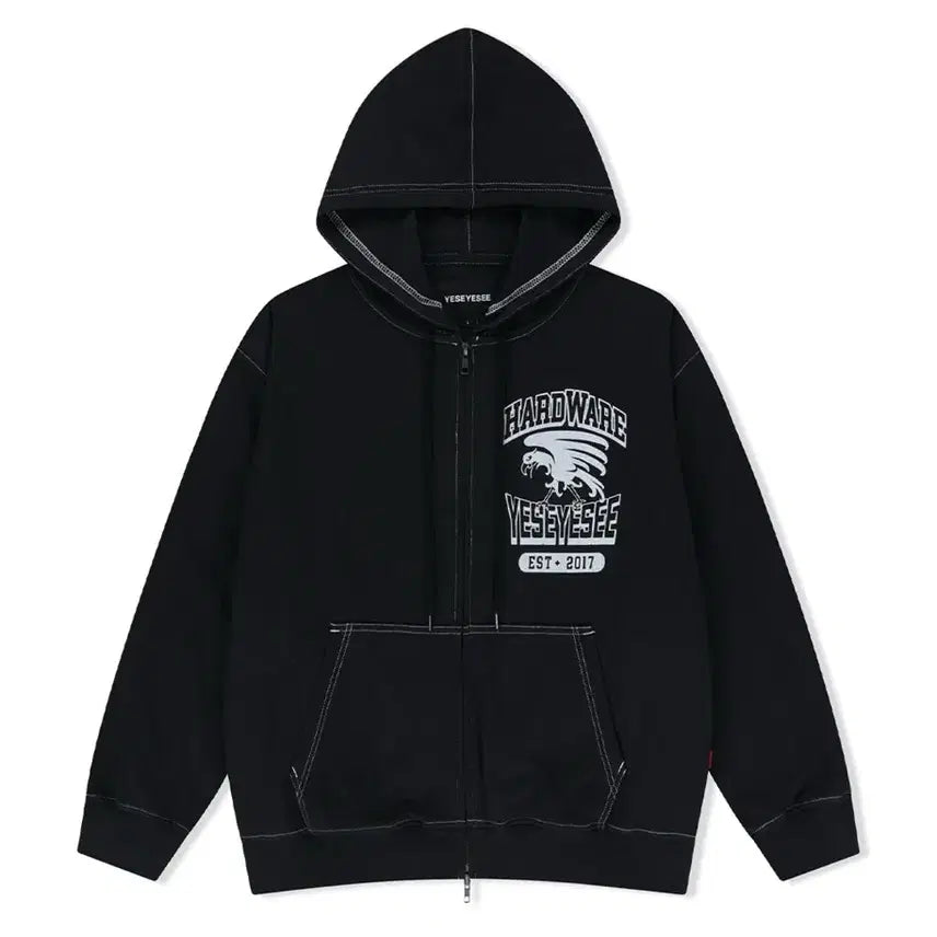 [BUNJANG] Yeseyesee Single Stitch Hoodie Black Zip-Up XL / 예스아이씨 Single Stitch Hoodie 블랙 후드 집업 XL