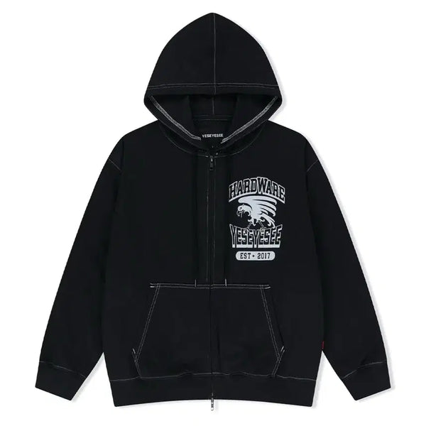 [BUNJANG] Yeseyesee Single Stitch Hoodie Black Zip-Up XL / 예스아이씨 Single Stitch Hoodie 블랙 후드 집업 XL