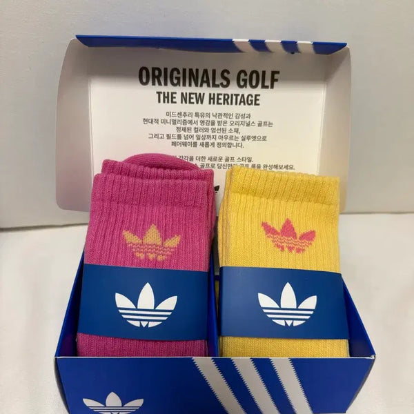 [BUNJANG] Adidas Golf Color Socks Special Kit (Pink/Yellow) / [새상품] 아디다스 골프 양말 스페셜 킷 (핑크/옐로우)