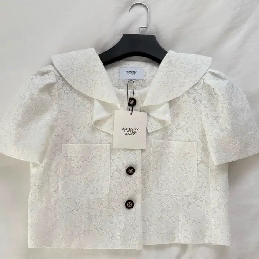 [BUNJANG] Johnny Hates Jazz Ruffle Lace Jacket White / 쟈니헤잇재즈 러플 레이스 자켓 화이트