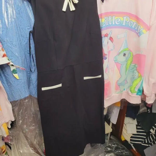 [BUNJANG] Black Ribbon Neckline Dress / 블랙 리본 넥 라인 원피스 수입 리본