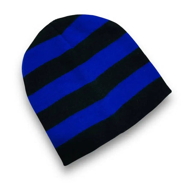 [BUNJANG] Blue & Black Stripe Beanie / Punk Blue & Black stripe beanie