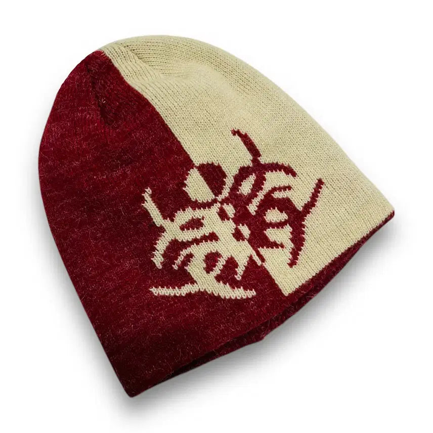 [BUNJANG] Y2K Punk Tribal Half Red Beanie / Punk Y2K Tribal Half Red Beanie