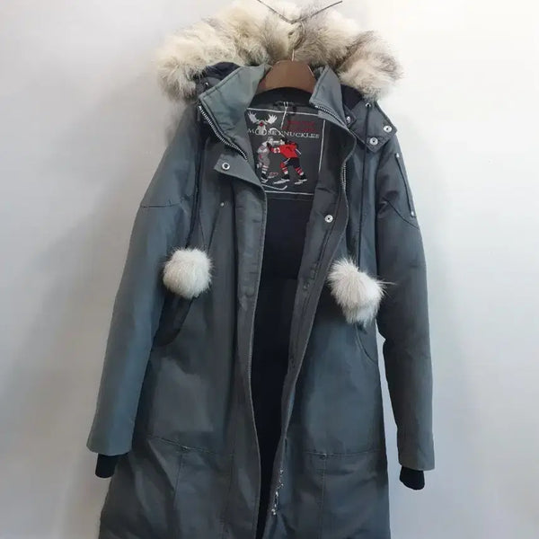 [BUNJANG] Moose Knuckles Women's Long Padding Gray Fur Parka Size S / 무스너클 여성 롱패딩 그레이 퍼 야상 S