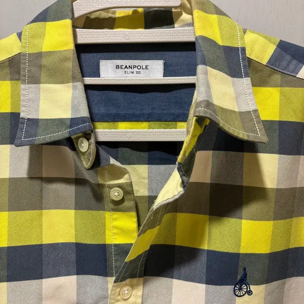 [BUNJANG] Beanpole Check Long Sleeve Slim Fit Shirt Size 100 / BEANPOLE 빈폴 체크 긴팔 셔츠 슬림핏 100 사이즈