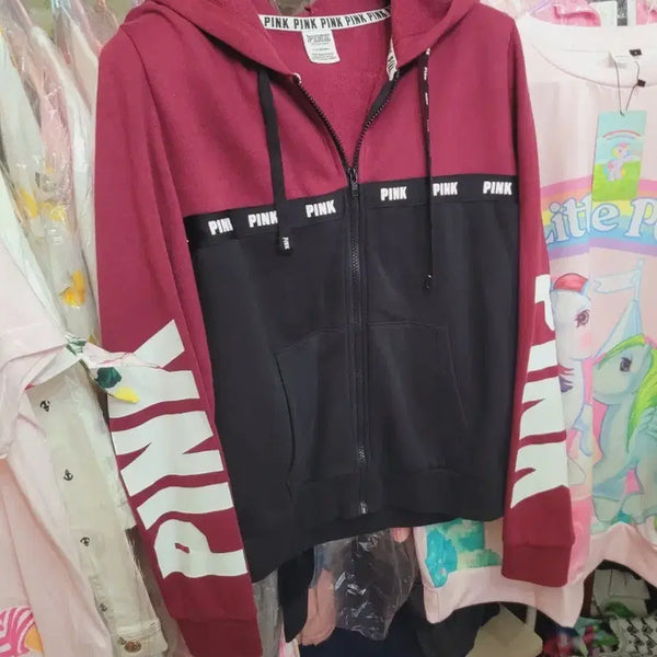 [BUNJANG] Victoria's Secret Pink Logo Hoodie Zip-Up - Size L / 핑크 후드 집업 빅토리아시크릿L