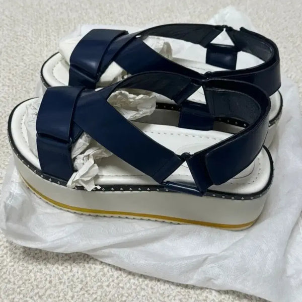 [BUNJANG] KUHO Women's Sandals Navy Wedge Heel Size 235 / 구호 샌들 235