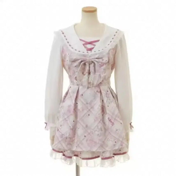 [BUNJANG] Jirai Kei My Melody Pink Lolita Dress / 지뢰계 핑크 셋업 양지뢰 로리타 마이멜로디 드레스 서브컬쳐