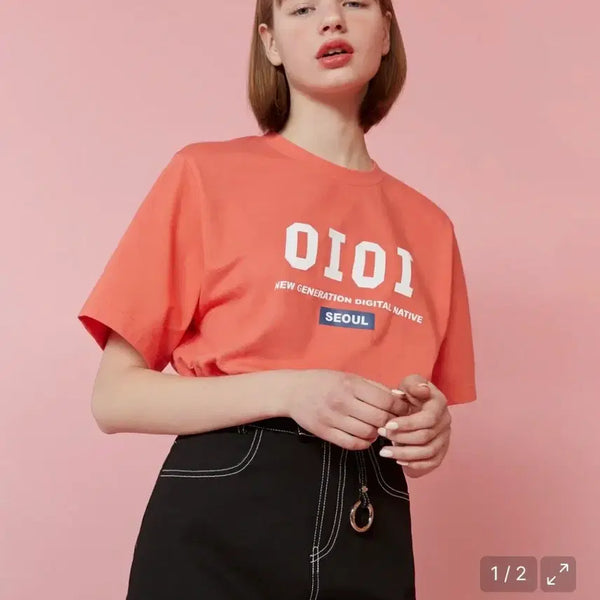 [BUNJANG] OIO Collection Signature T-Shirt (Living Coral, Size M) / [1번입은새제품무방] 단종상품 오아이오컬렉션 SIGNATURE T-SHIRTS M사이즈 리빙코랄